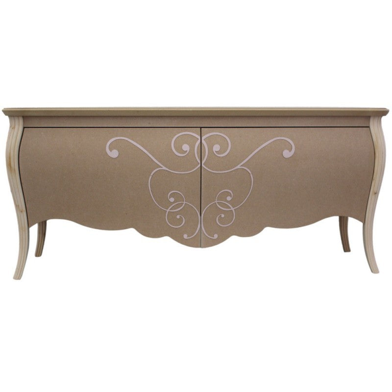 Porta tv in legno bombato 2 cassetti grezzo l.150 p.50 h.66 (004) - Mobili 2G