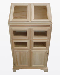 Dispensa legno 4 cassetti e 2 ante ribalta grezza l.82 p.44 h.153 (2138) - Mobili 2G