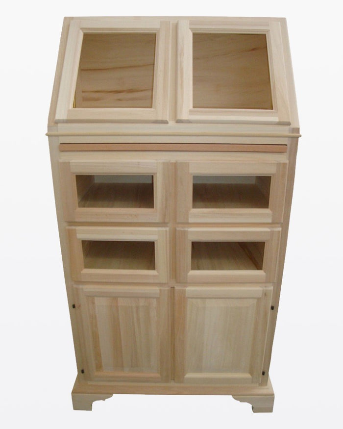 Dispensa legno 4 cassetti e 2 ante ribalta grezza l.82 p.44 h.153 (2138) - Mobili 2G