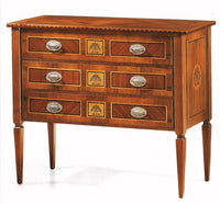 Como' intarsiato in legno 3 cassetti grezzo l.100 p.45 h.87