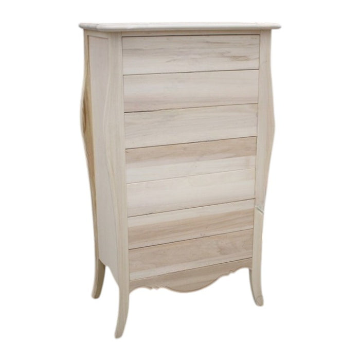 Cassettiera 7 cassetti in legno grezza l.80 p.48 h.138 (494) - Mobili 2G