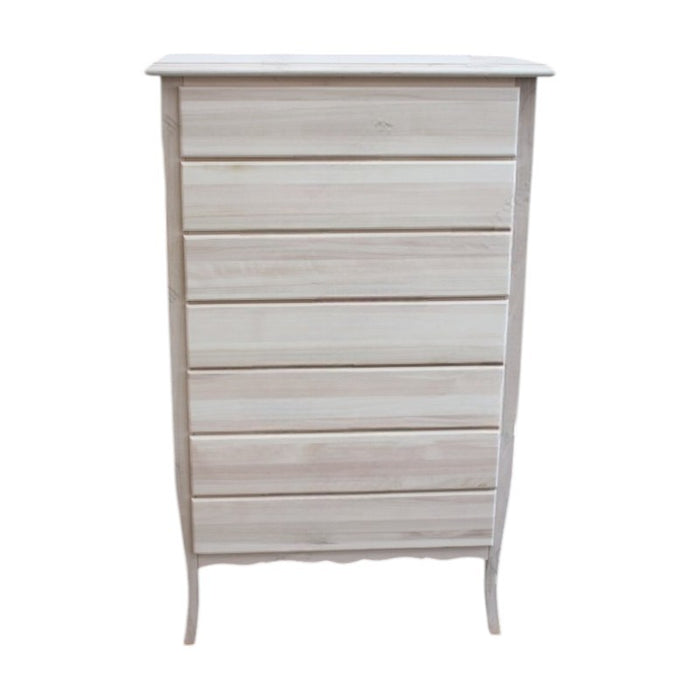 Cassettiera 7 cassetti in legno grezza l.85 p.47 h.139 (3031) - Mobili 2G