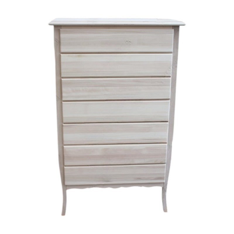 Cassettiera 7 cassetti in legno grezza l.85 p.47 h.139 (3031) - Mobili 2G