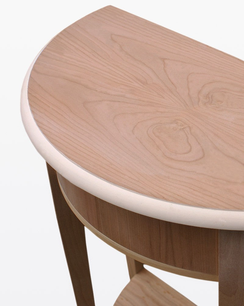 Consolle mezzaluna in legno 1 cassetto grezzo l.67 p.33 h.75 (3117) - Mobili 2G