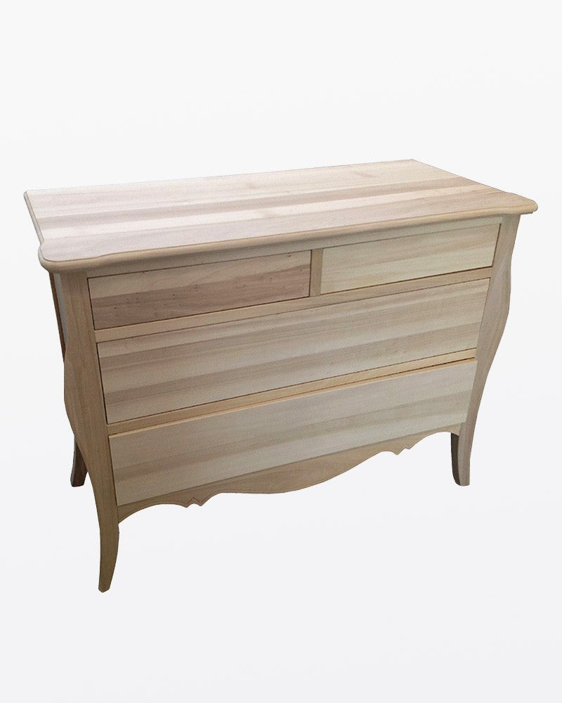 Como' bombato 4 cassetti grezzo  l.116 p.54 h.91 (488) - Mobili 2G