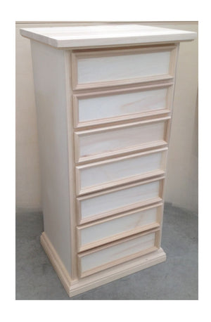 cassettiera in legno 7 cassetti grezzo l.60 p.47 h.115 (717) - Mobili 2G