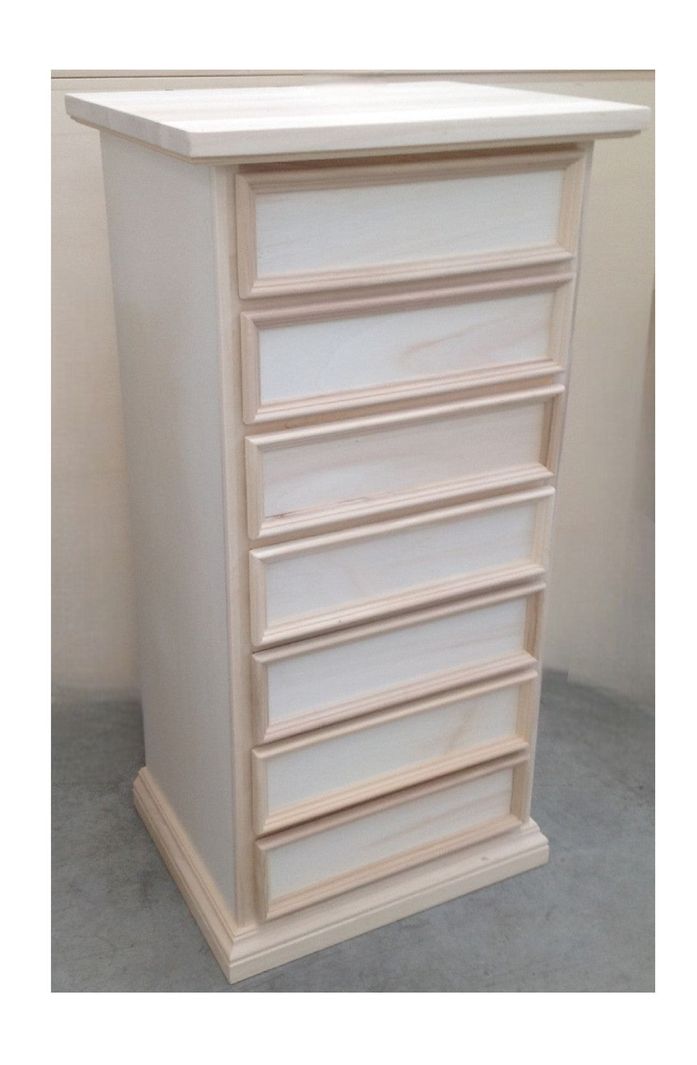 cassettiera in legno 7 cassetti grezzo l.60 p.47 h.115 (717) - Mobili 2G