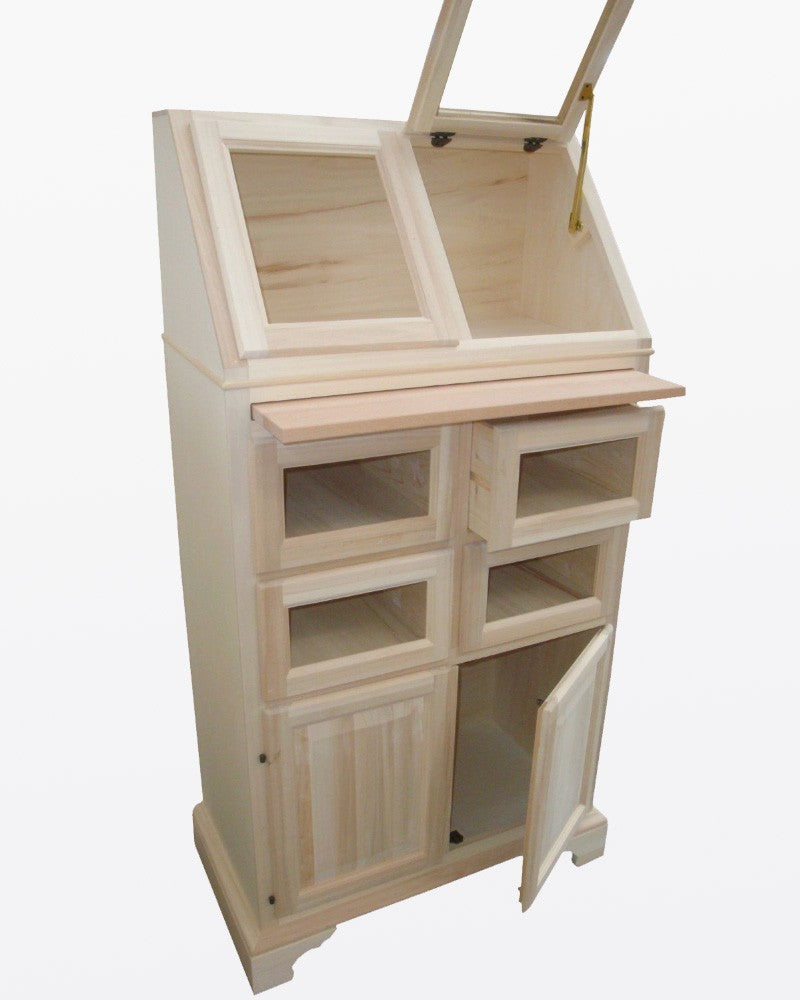 Dispensa legno 4 cassetti e 2 ante ribalta grezza l.82 p.44 h.153 (2138) - Mobili 2G