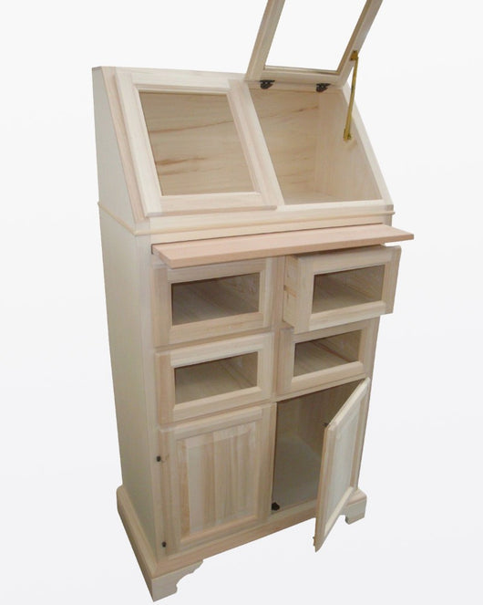 Dispensa legno 4 cassetti e 2 ante ribalta grezza l.82 p.44 h.153 (2138) - Mobili 2G