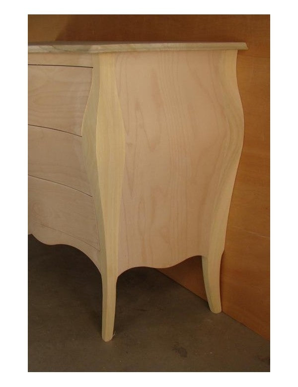 Como' bombato 3 cassetti grezzo l.100 p.45 h.85 (1311) - Mobili 2G