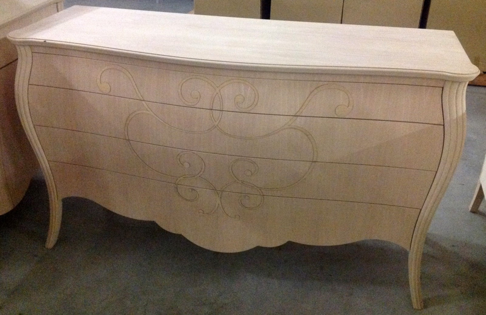 Como' in legno bombato 4 cassetti grezzo l.170 p.60 h.98 (055) - Mobili 2G