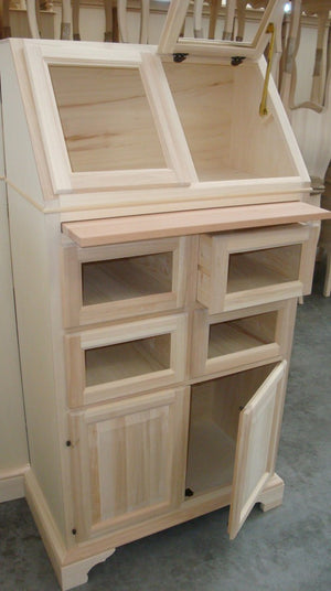 Dispensa legno 4 cassetti e 2 ante ribalta grezza l.82 p.44 h.153 (2138) - Mobili 2G