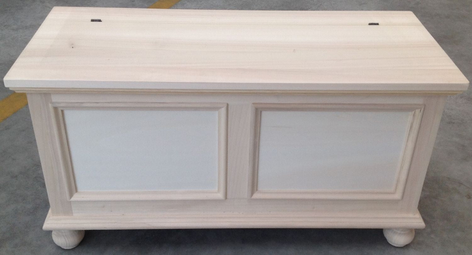 Cassapanca in legno grezza l.100 p.44 h.51 (1109) - Mobili 2G