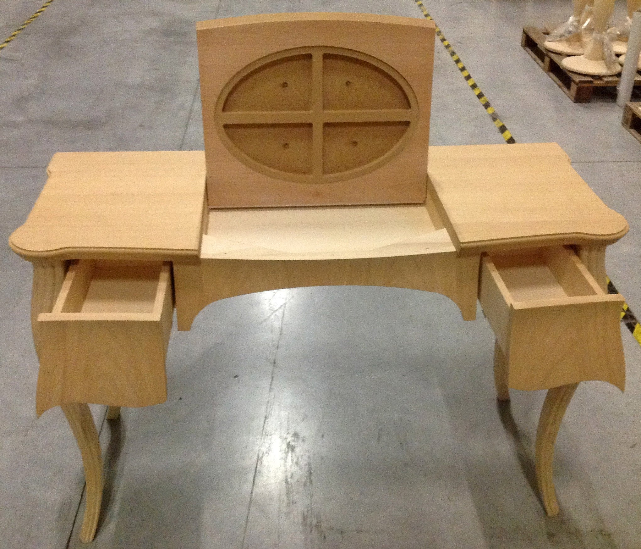 Toeletta in legno 2 cassetti grezzo l.120 p.50 h.80 (059) - Mobili 2G