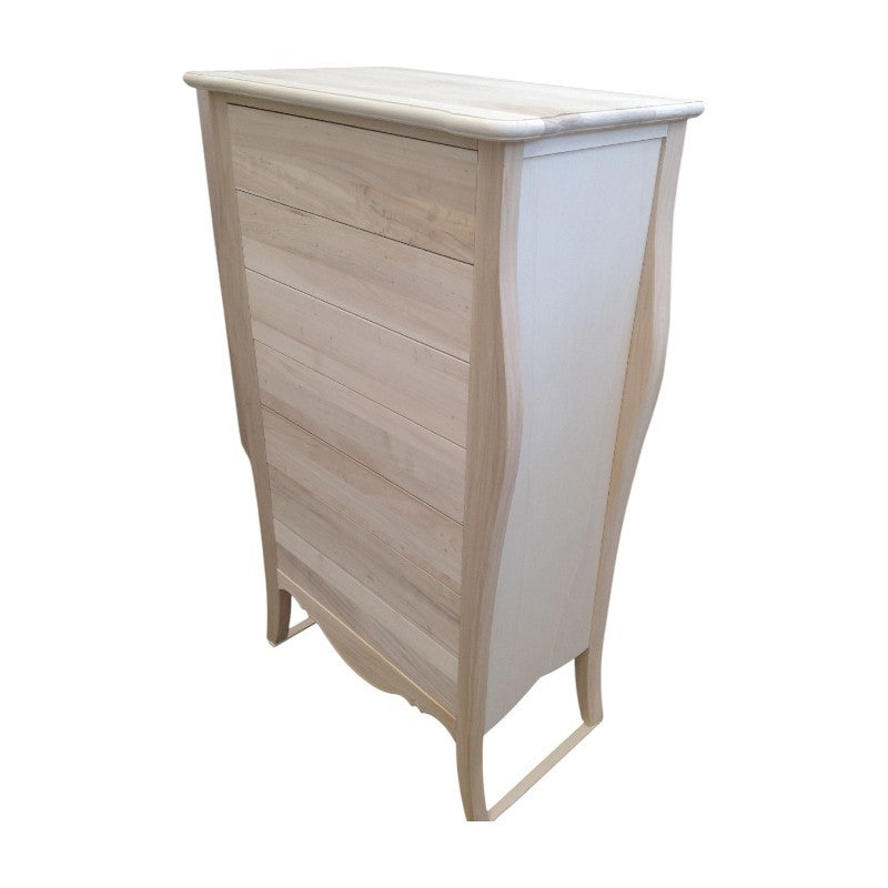 Cassettiera 7 cassetti in legno grezza l.80 p.48 h.138 (494) - Mobili 2G