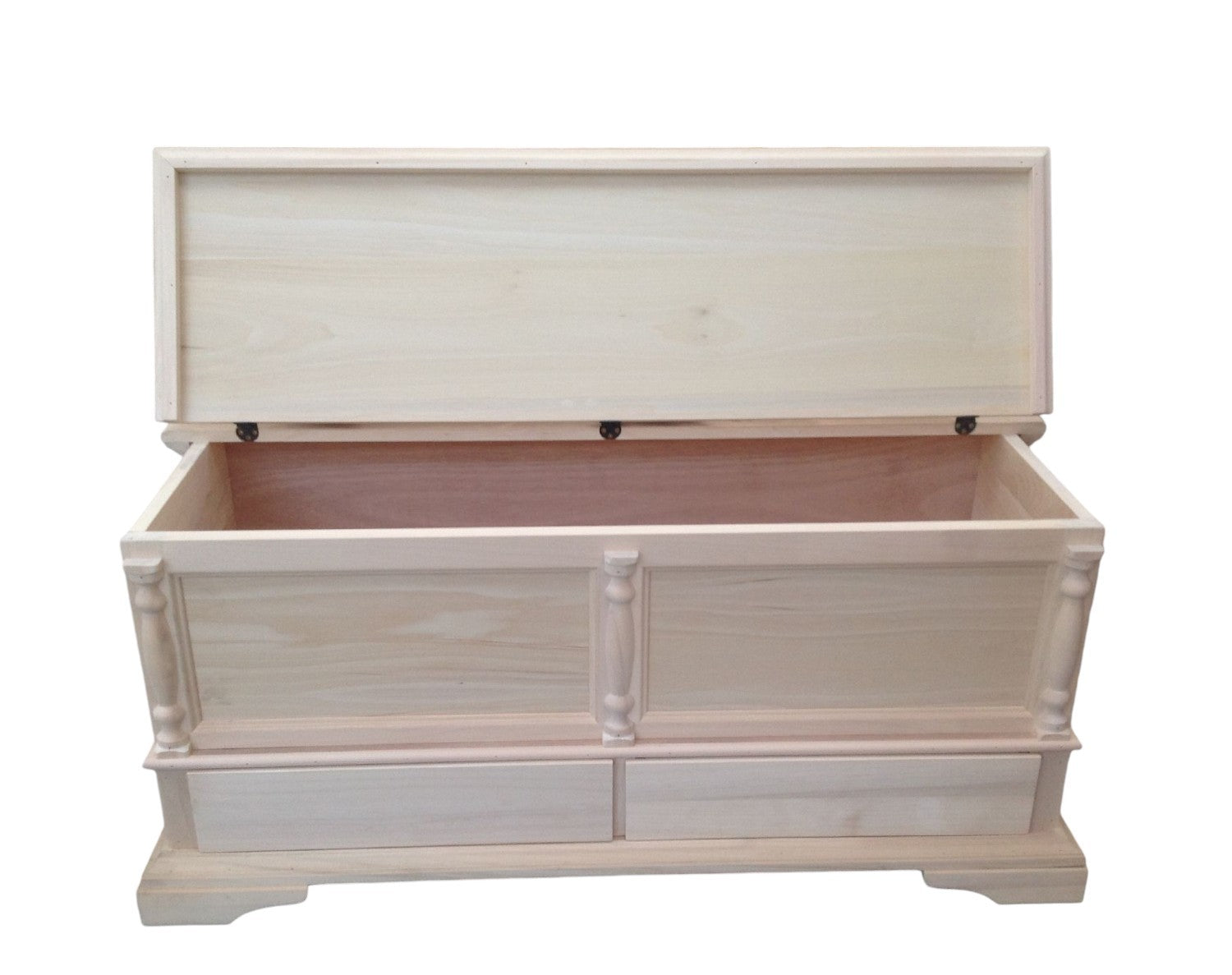 Cassapanca legno 2 cassetti con colonne grezzo 120x46x51 (5006) - Mobili 2G