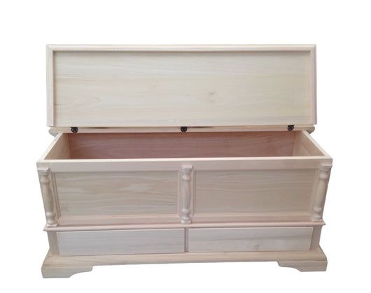 Cassapanca legno 2 cassetti con colonne grezzo 120x46x51 (5006) - Mobili 2G