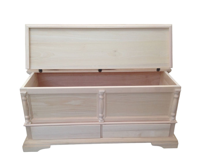 Cassapanca legno 2 cassetti con colonne grezzo 120x46x51 (5006) - Mobili 2G