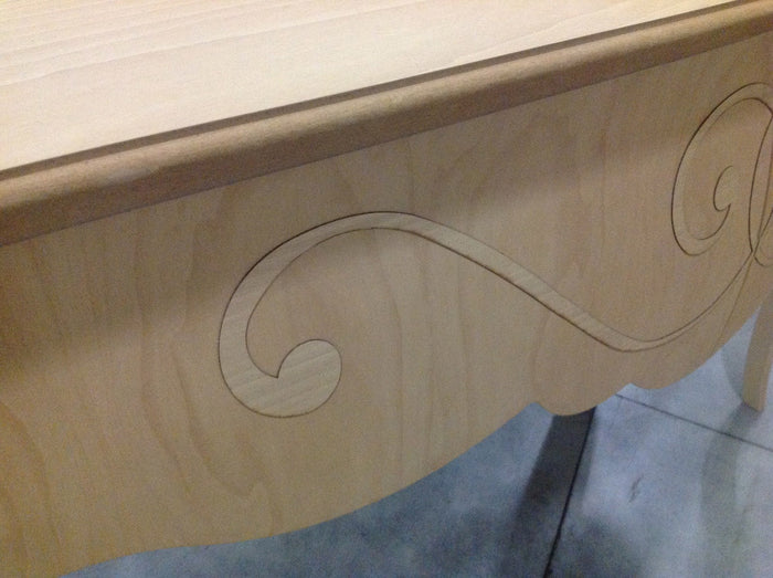 Consolle in legno bombata 2 cassetti grezza l.150 p.42 h.96 (045) - Mobili 2G