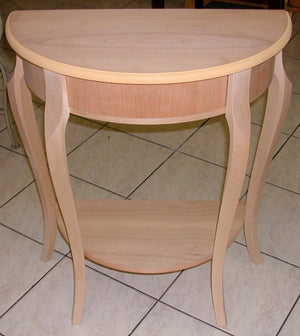 Consolle mezzaluna in legno 1 cassetto grezzo l.67 p.33 h.75 (3109) - Mobili 2G