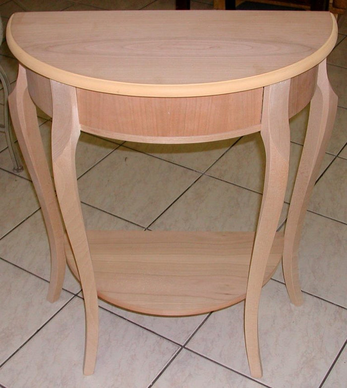 Consolle mezzaluna in legno 1 cassetto grezzo l.67 p.33 h.75 (3109) - Mobili 2G