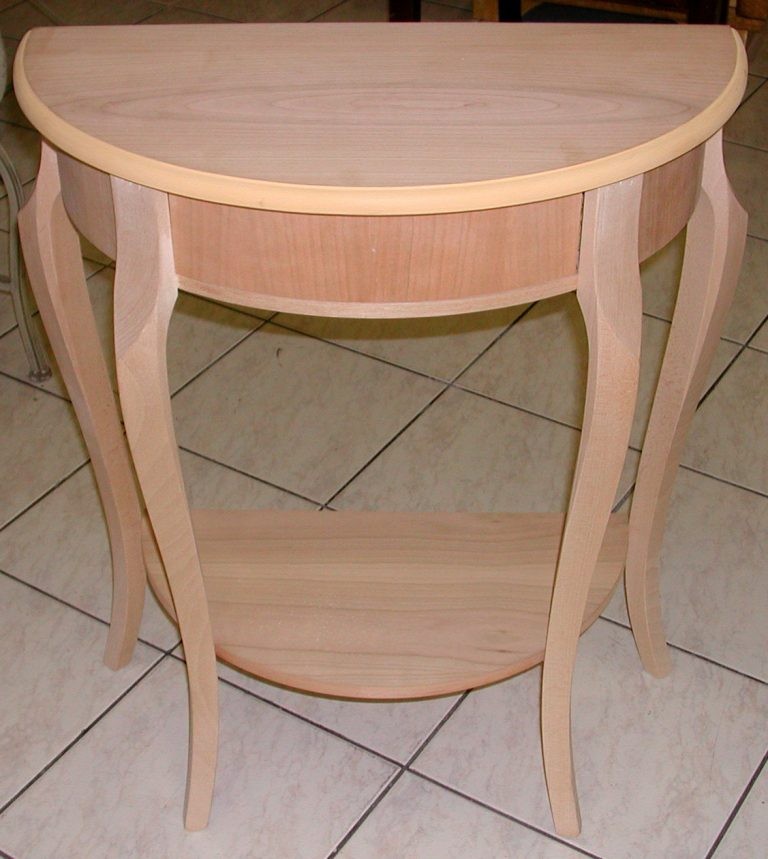 Consolle mezzaluna in legno 1 cassetto grezzo l.67 p.33 h.75 (3109) - Mobili 2G