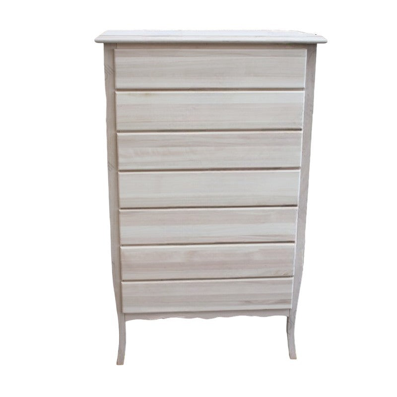 Cassettiera 7 cassetti in legno grezza l.85 p.47 h.139 (3031) - Mobili 2G