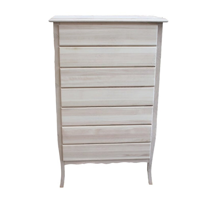 Cassettiera 7 cassetti in legno grezza l.85 p.47 h.139 (3031) - Mobili 2G