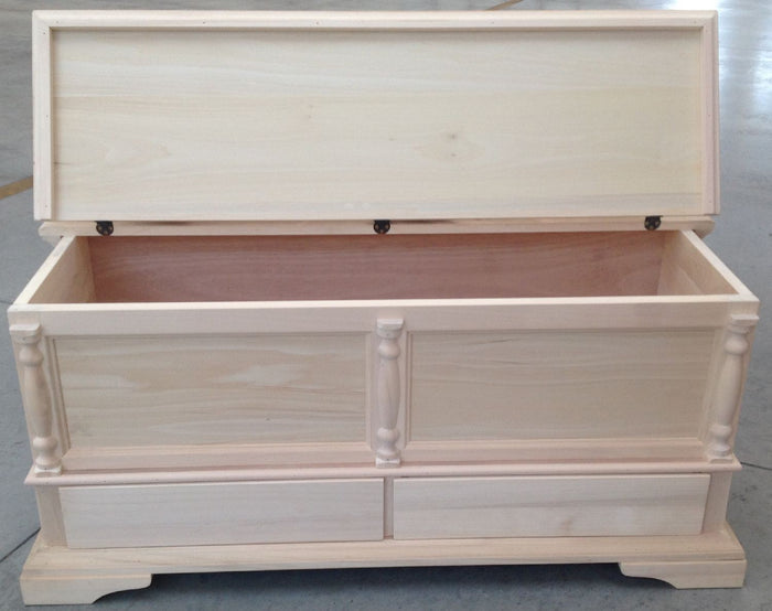 Cassapanca legno 2 cassetti con colonne grezzo 120x46x51 (5006) - Mobili 2G