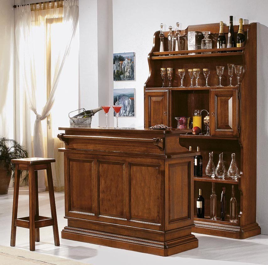 Mobile bar porta bottiglie grezzo l.126 p.33 h.199 (1224) - Mobili 2G