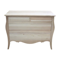 Como' bombato 4 cassetti grezzo  l.116 p.54 h.91 (488) - Mobili 2G