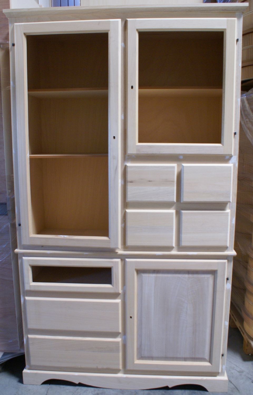  dispensa in legno 7 cassetti 3 porte grezzo l.120 p.52 h.220