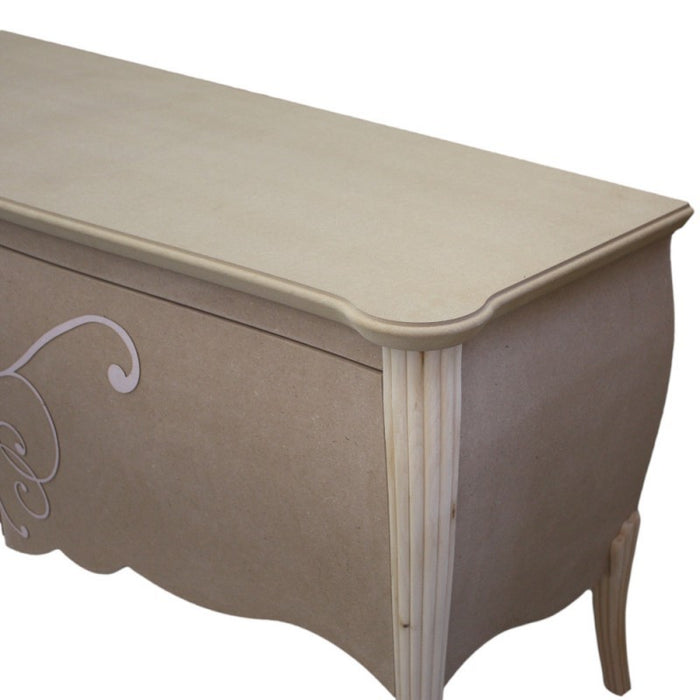 Porta tv in legno bombato 2 cassetti grezzo l.150 p.50 h.66 (004) - Mobili 2G