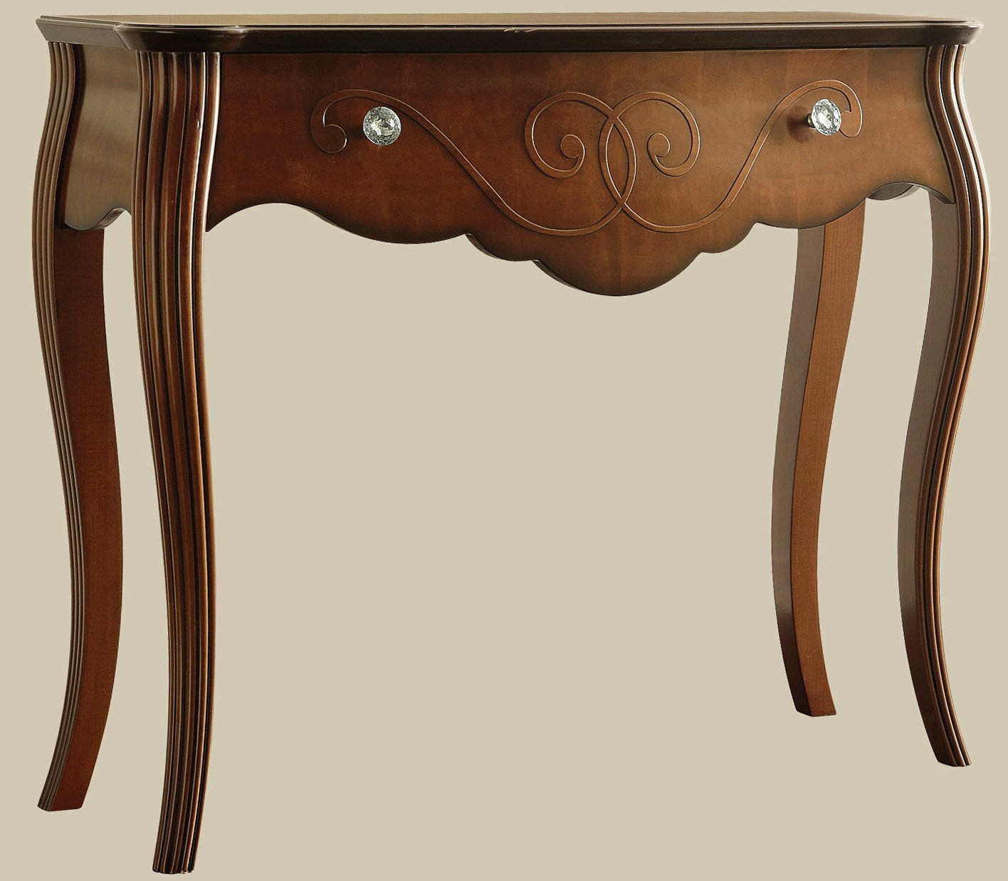 Consolle in legno bombata 2 cassetti grezza l.150 p.42 h.96 (045) - Mobili 2G