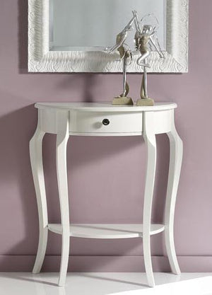 Consolle mezzaluna in legno 1 cassetto grezzo l.67 p.33 h.75 (3109) - Mobili 2G