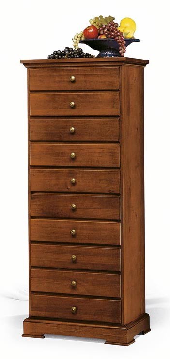 Cassettiera 10 cassetti in legno grezza l.58 p.41 h.145 (116) - Mobili 2G