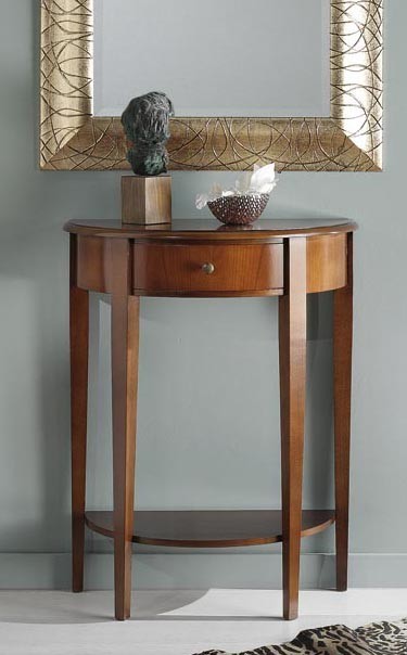 Consolle mezzaluna in legno 1 cassetto grezzo l.67 p.33 h.75 (3117) - Mobili 2G