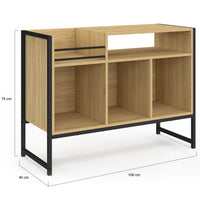 IDMarket - Mobili in vinile, credenza di design industriale DETROIT 100cm in legno e nero