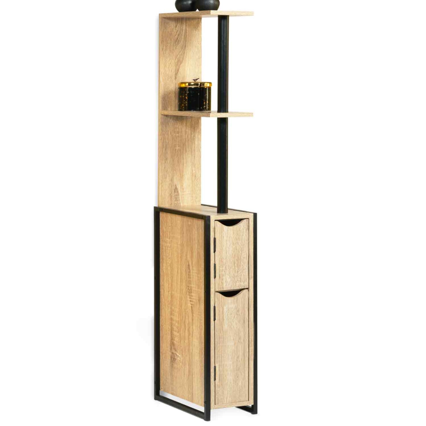 IDMarket - Mobili per WC a 2 ante con ripiani dal design industriale DETROIT