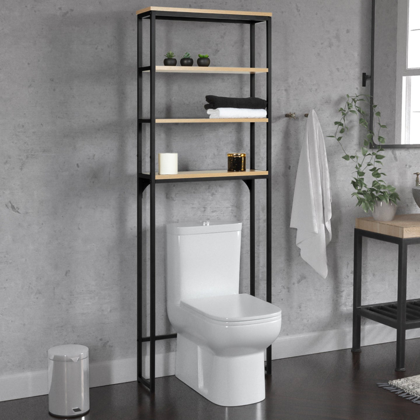 IDMarket - Mobili per WC con 4 ripani di design industriale DETROIT