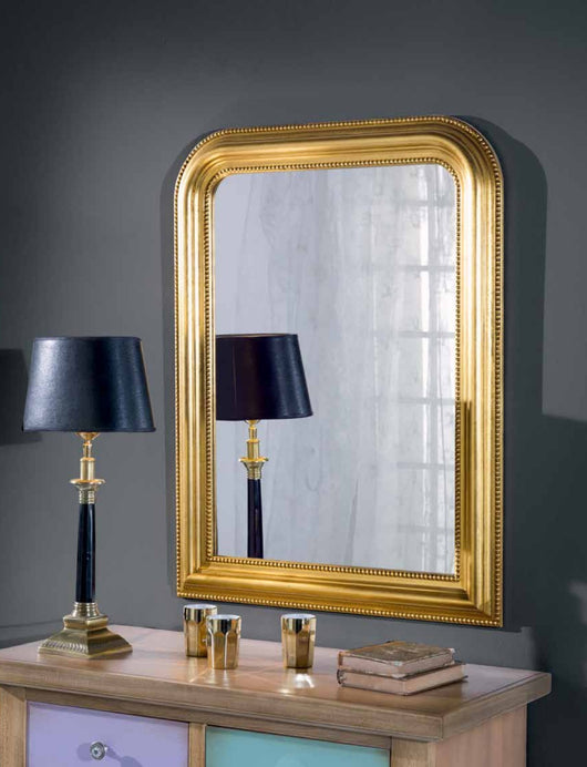 Mobili2g - specchiera in foglia oro rettangolare misure: l.  91 x h. 136 x p. 4