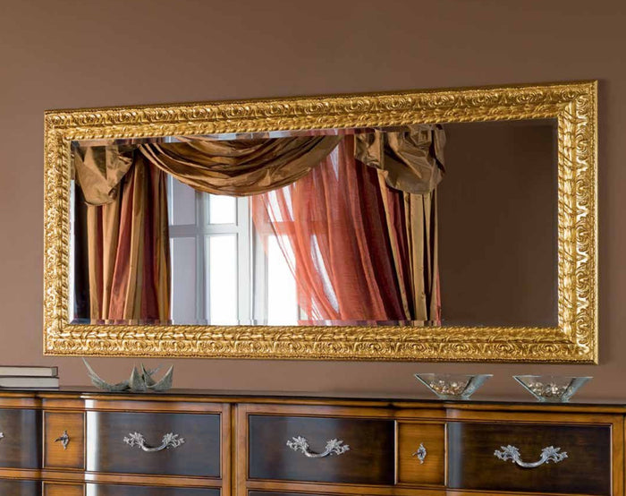 Mobili2g - specchiera in foglia oro rettangolare misure: l.180x h. 90 x p. 5