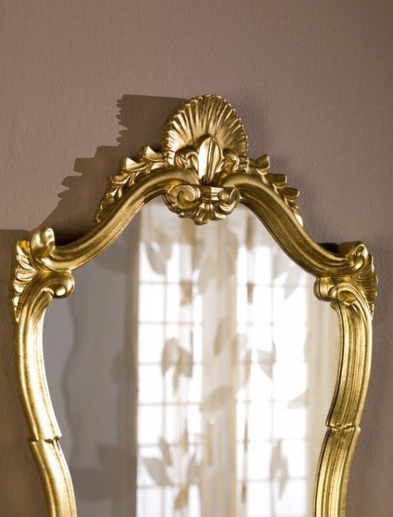 Mobili2g - specchiera in foglia oro sagomata misure: l.46x h. 73 x p. 5