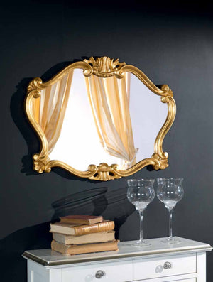 Mobili2g - specchiera in foglia oro sagomata misure: l.92 x h. 70 x p. 4