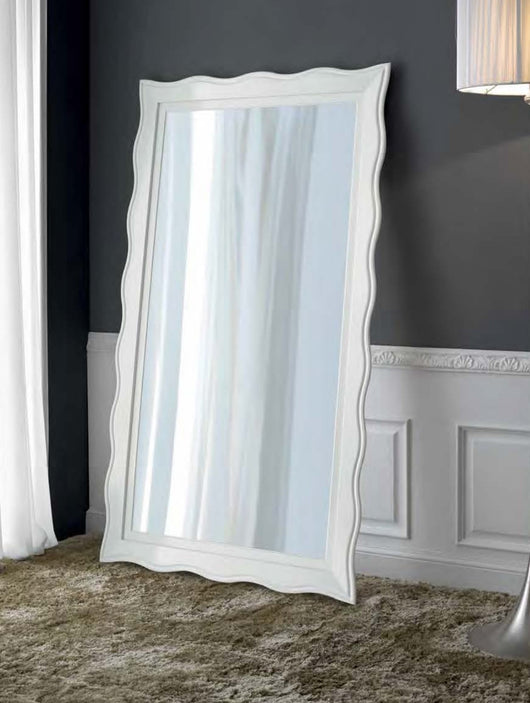 Mobili2g - specchiera laccata bianco lucido rettangolare- misure: 91 x 158 x p.4,5