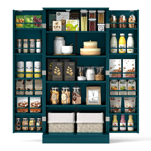Mobile da cucina con 2 ante e dispositivi anti-ribaltamento contenitore, Mobile credenza per soggiorno Verde scuro-Credenze buffet