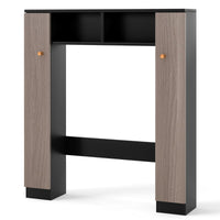 Scaffale sopra wc con doppia anta 2 scomparti aperti e 4 ripiani regolabili, Mobile a ponte per bagno Marrone-Armadietti da bagno