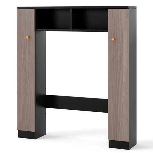 Scaffale sopra wc con doppia anta 2 scomparti aperti e 4 ripiani regolabili, Mobile a ponte per bagno Marrone-Armadietti da bagno