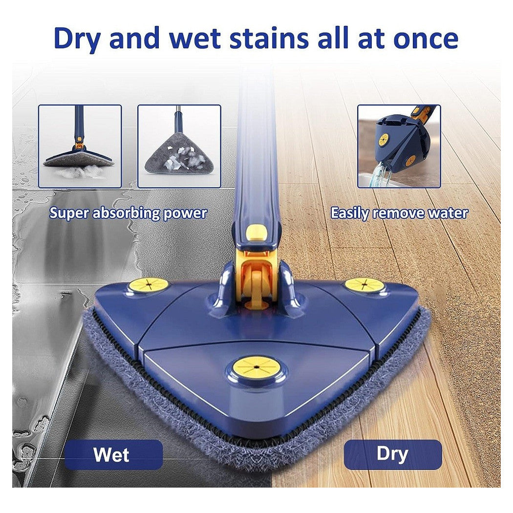 Mocio Triangolare Regolabile Girevole Telescopico Pulizia Pareti Soffitti Finestre