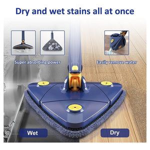 Mocio Triangolare Regolabile Girevole Telescopico Pulizia Pareti Soffitti Finestre